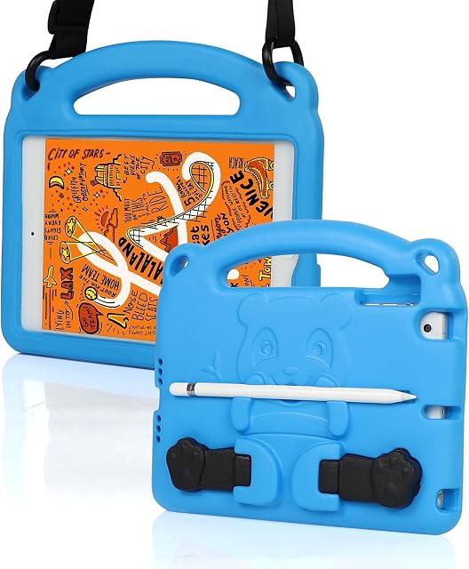 KINGSKEEN Case for iPad Mini 7.9 inch, iPad Mini 5/4/3/2/1, Eva Shock Proof Lightweight Professional Kids Case, with Handle Built-in Holder & Shoulder Strap & Apple Pencil Holder (Blue)