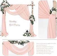 Vista 53 de Tela para envolver arco de boda, 4 paneles de 28 x 20 pies, cortinas de arco de boda rosa para ceremonia, cortinas de tela de gasa para cenador