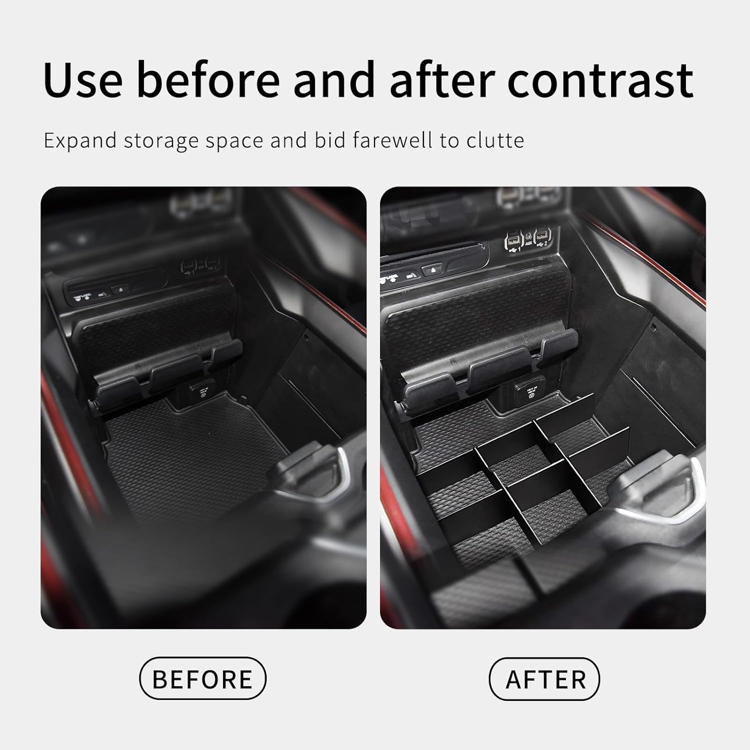 smabee Lower Center Console Organizer for Dodge RAM 1500 2500 3500 2019-2026 2PCS Front Center Divider Rear Lower Divider (NOT for Classic, Longhorn, Limited, TRX)