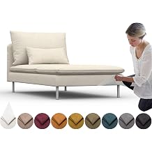 comfortly Cover for Soderhamn Chaise Longue, Replacement Slipcover, Heavy Duty 6 pcs Cover, Soft Durable Washable Fabric, Easy to Clean & Replace Crown - Ivory