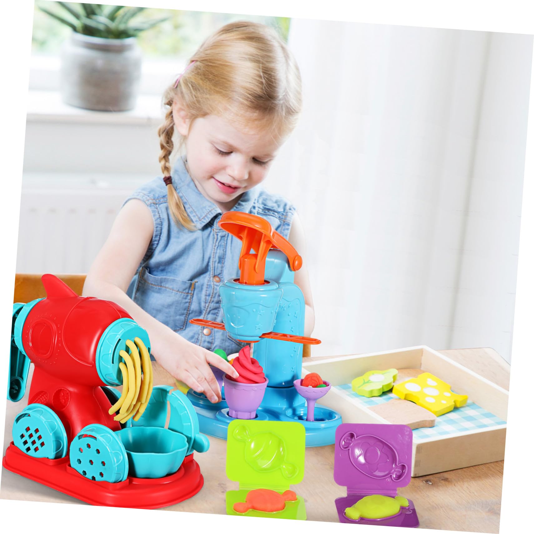 Abaodam Set da Gioco per Bambini 51 Pezzi Strumenti per Pasta Modellabile, Macchina per Hamburger e Gelati, Design Multifunzionale in Abs per Feste di Compleanno e Attività Creative