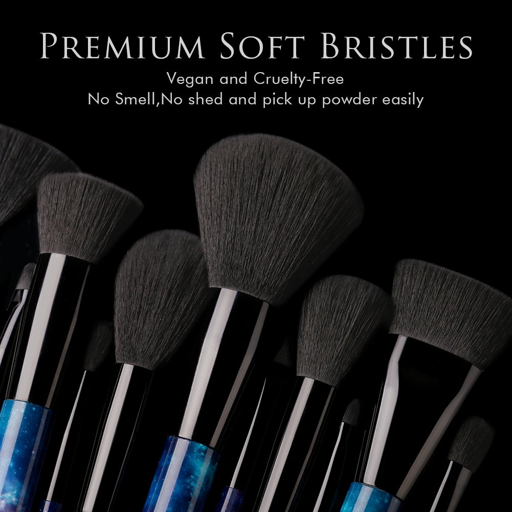 Docolor 12Pcs Makeup Brushes Professional Galaxy Stars Makeup Brush Set Premium Synthetic Kabuki Foundation Blending Brush Face Powder Blush Concealers Eye Shadows Make Up Brushes Kit