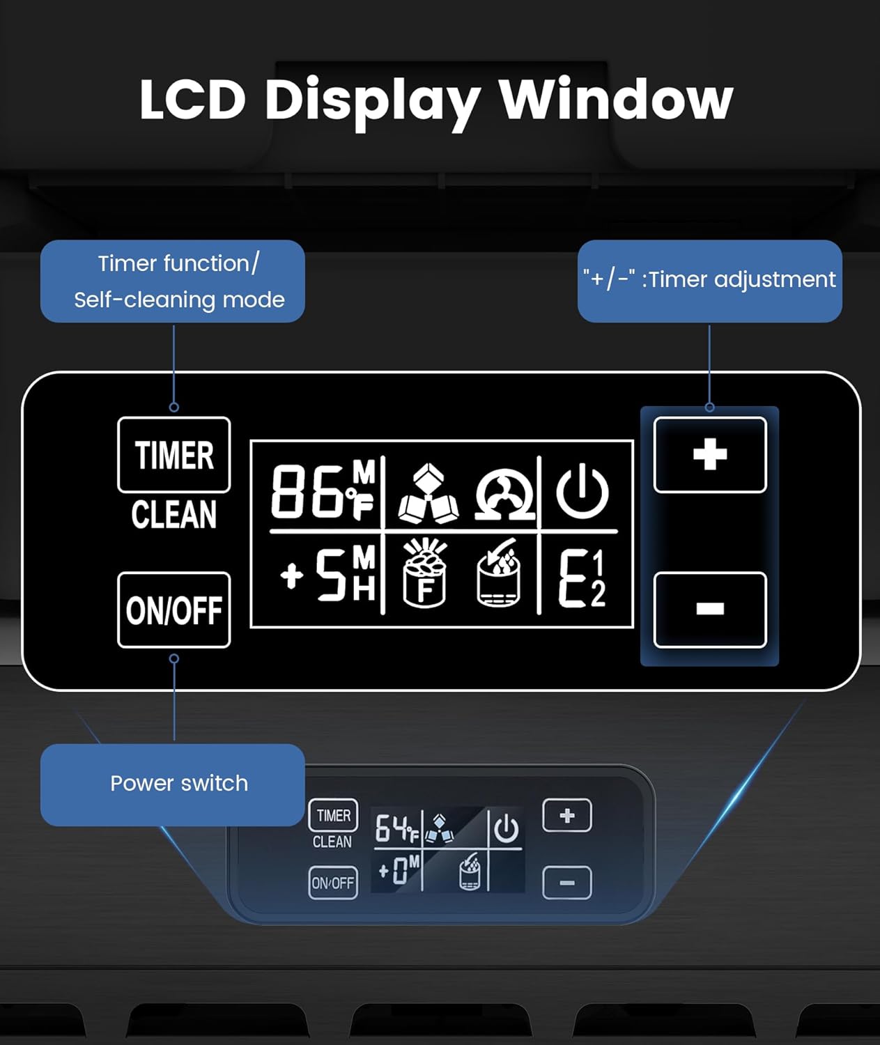Интерьер view of the ice maker showing nugget ice in storage bins