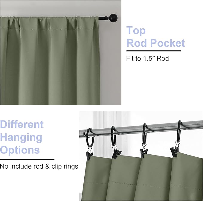 Cortinas Blackout Simplebrand Ava Verde Salvia 2 Paneles 40 x 63 Pulgadas miniatura 4