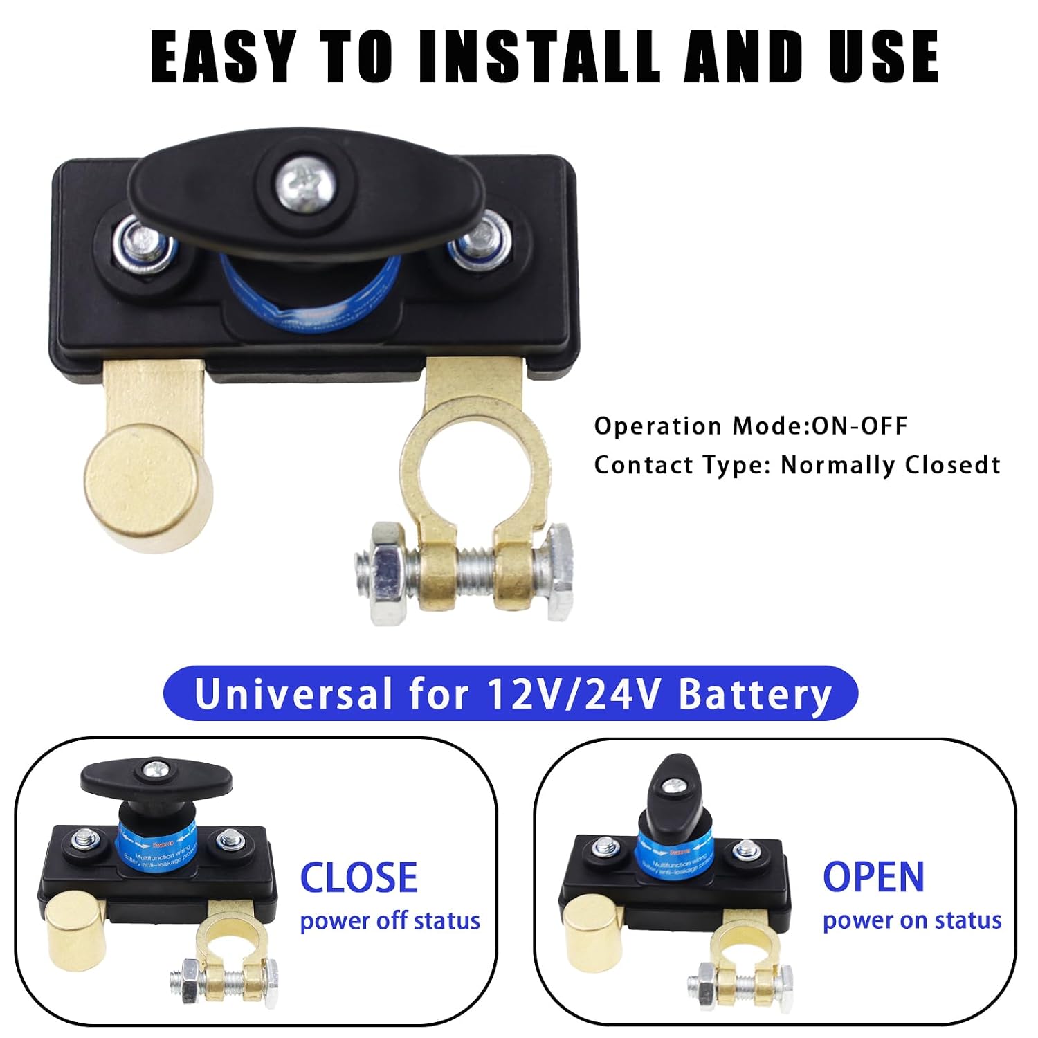 2pcs Battery Disconnect Switch 12V 24V, Heavy Duty Battery Shut Off Switch, Battery Power Cut Isolator Kill Switch, Battery Kill Switch for Car, RV and Boat (L-Shaped)