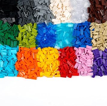 Tiles 1x2 Flat Bricks Accessories, 1000pcs Classic Building Block Parts | MOC Smooth Plate Wall Floor Parts and Pieces Bulk Lots,Compatible with Major Brands,Multicolor