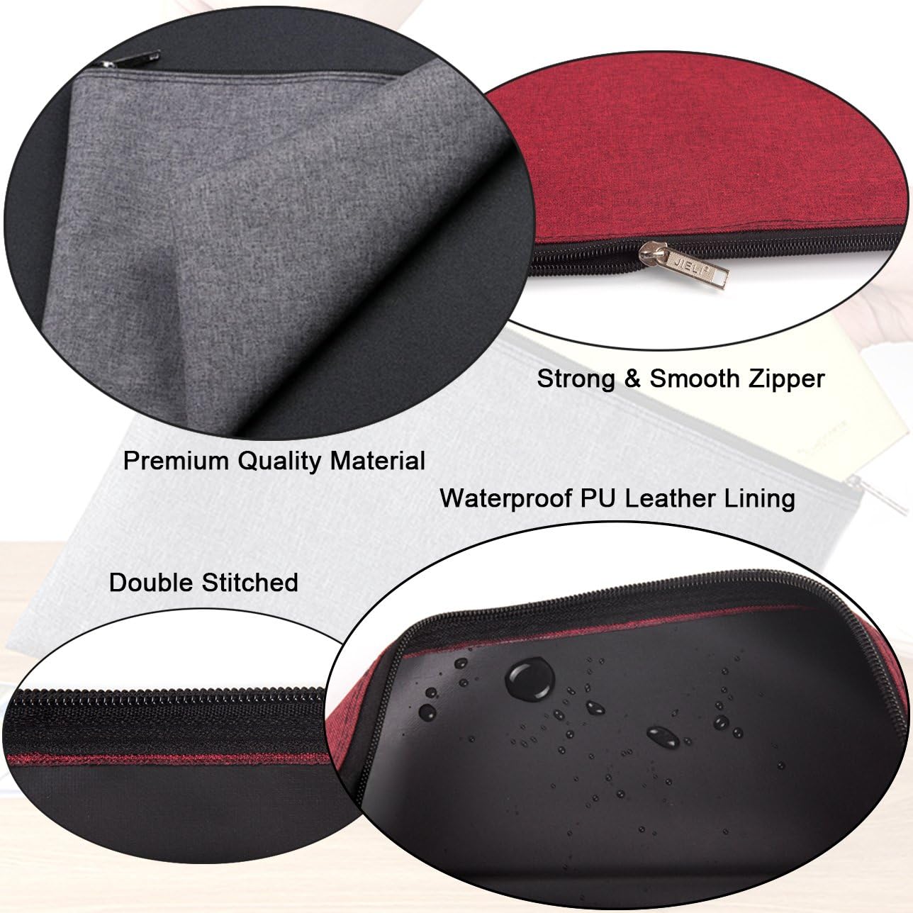 5 Pack Canvas Zipper Tool Bag Set, 13.3" x 9.4" 14oz Heavy Duty Waterproof Multipurpose Utility Multi Tool Storage Pouch Case for Organizing and Sorting Household Tools, Spare Parts (5 Colors)