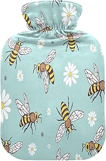 HMZXZ Botella de agua caliente con tapa, color amarillo abeja de 2 litros, bolsa de agua caliente con temática de PVC para aliviar el dolor, pies, calambres menstruales