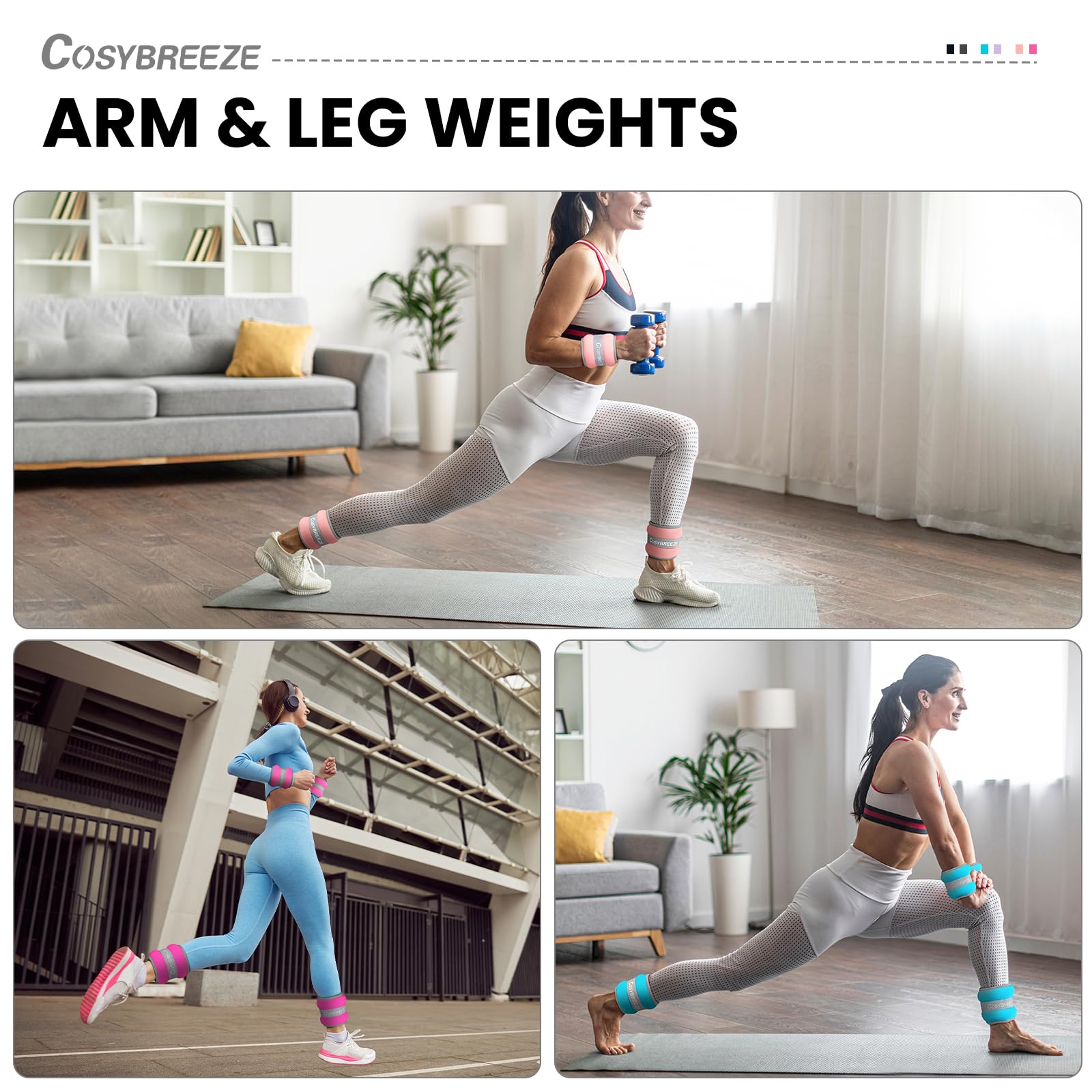 Cosybreeze Gewichtsmanschetten Fuß Gewichte für Beine und Arme Fußgewichte und Fußgelenkgewichte für Fitnessstudio, Bewegung, Laufen, Joggen 1 2 3 4 5 6 8 10 kg 1 Paar Gewichtsmanschetten Hand