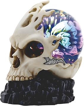 ICE ARMOR 6.75" H Skull with LED Light Glass Globe Statue Fantasy Decoration Figurine