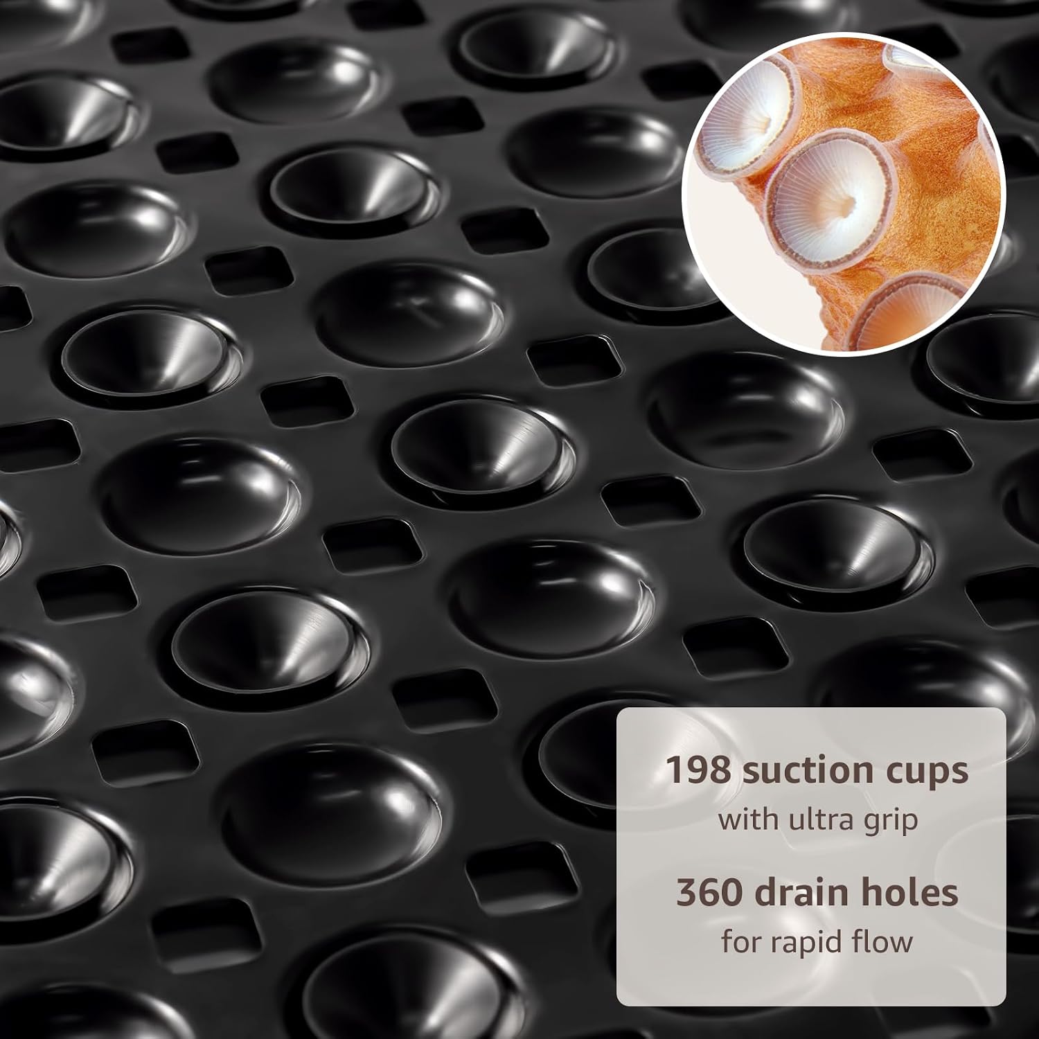 OTHWAY Bath Tub Shower Mat Non Slip, Bathtub Floor Liner Mats for Inside Shower Bathroom, Suction Cups and Drain Holes for Feet Scrubbing, Machine Washable, Soft on Feet, 35x16 Inch, Black image 3