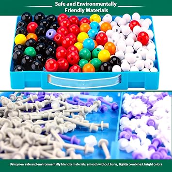 EXBEPE Organic Chemistry Molecular Model Kit 206pc Middle,High School Supplies, Educational Science Set Gift for Student to Learn Structure and Reactions