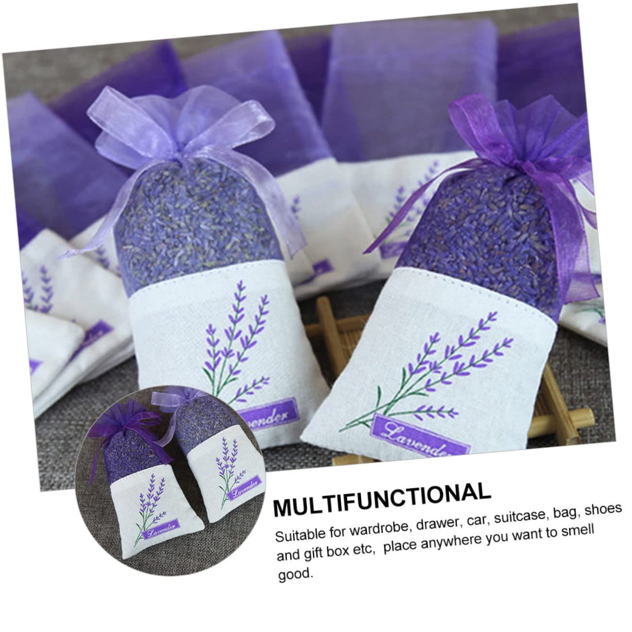 66 STK Lavendel Sachet Tasche Kleiderschrank Beutelpackungen Mit Frischen Düften Durchsichtige Geschenktüte Beutel Aus Lila Gazebeutel Violett Garn Gespleißte Baumwolle