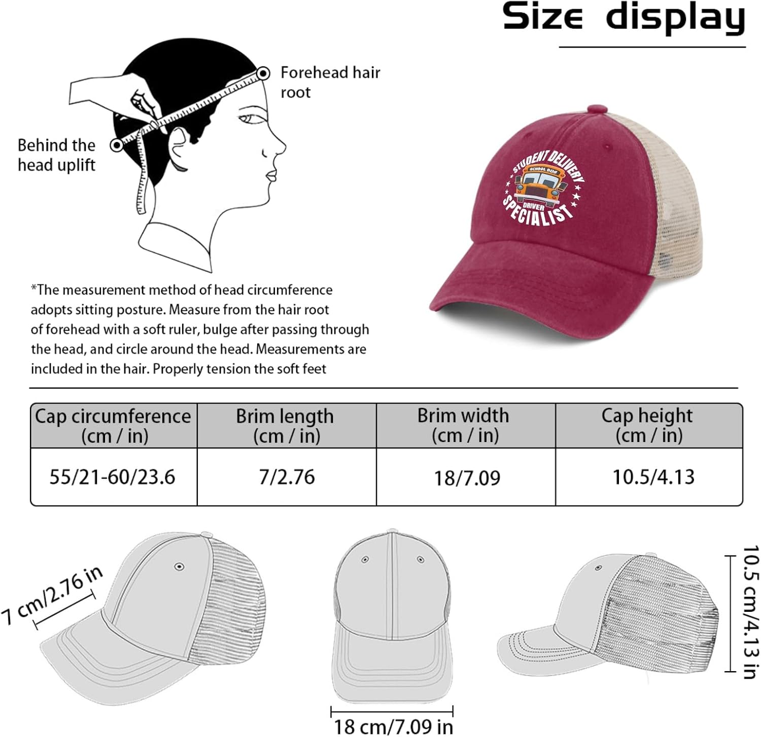 Funny Students Bus-Driver School Bus Drivers Trucker Hat Running Hats for Women AllBlack Men Hats Gifts for image 4