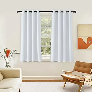 NICETOWN Greyish White Curtain for Bedroom, Room Darkening Solid Thermal Insulated Grommet Light Blocking Window Treatment for Nusery/Children Room, 1 Panel, W46 x L54