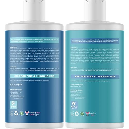 Miniatura 4 de Maple Holistics Paquete voluminizador para el cabello: champú de biotina de gran tamaño, acondicionador y aceite esencial de romero puro