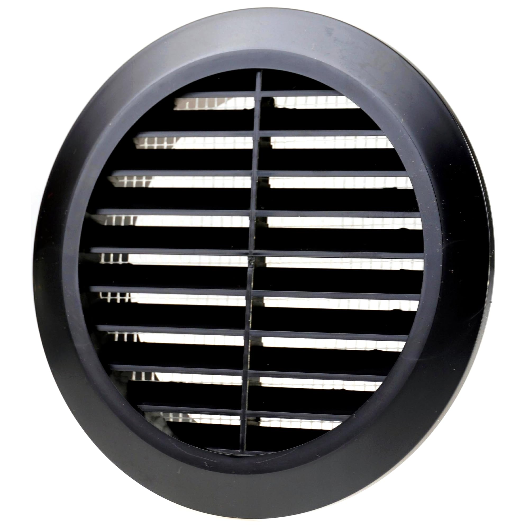 Mini Round Air Vent Grille Ø 70mm Ventilation Cover with Flange and Fly Screen (Black)