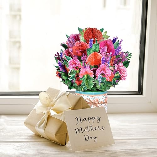 Miniatura 2 de CERSLIMO Tarjeta para el día de la madre, regalos del día de la madre, tarjetas emergentes para mamá, ramo de flores de clavel 3D para siempre,