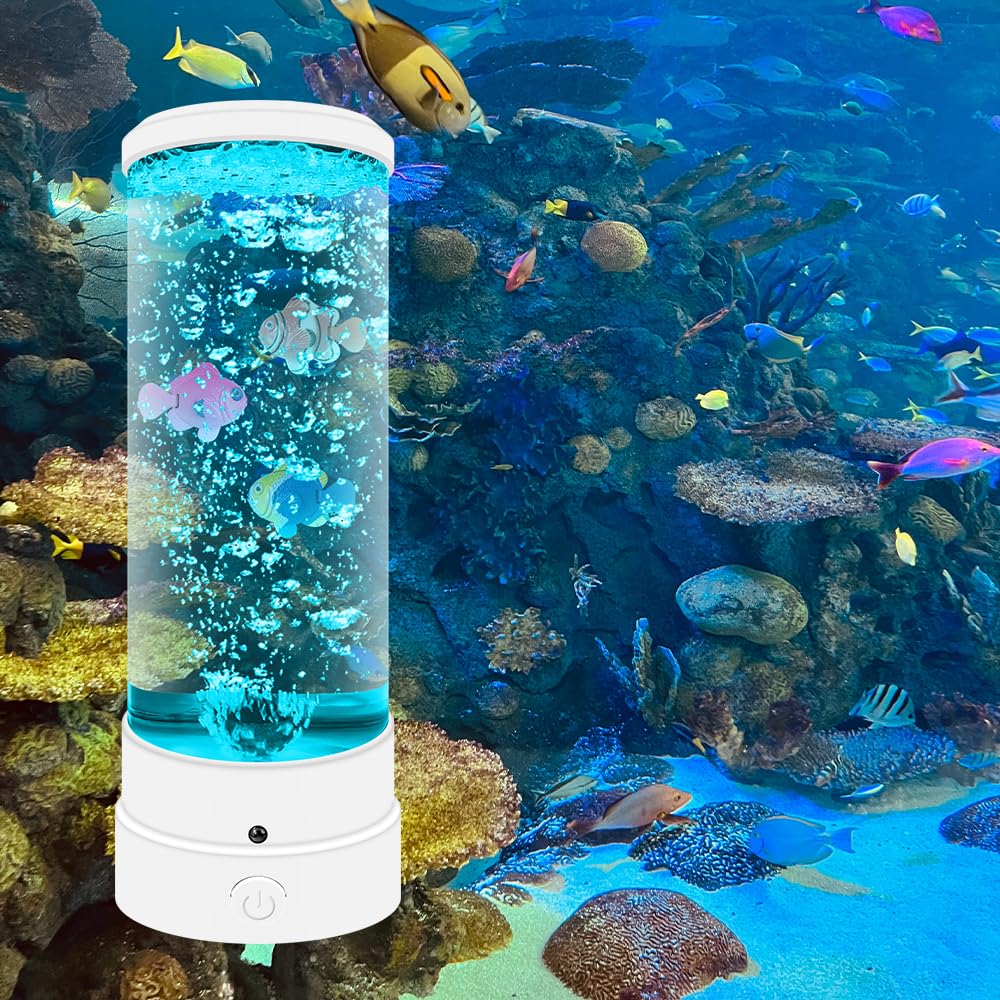 Bubble Fish Lampa LED do akwarium, nastrojowa lampa z pilotem zdalnego sterowania, lampa lawowa z 16 zmieniającymi się kolorami, odpowiednia do biura, domu, prezenty dla dzieci lub audlts