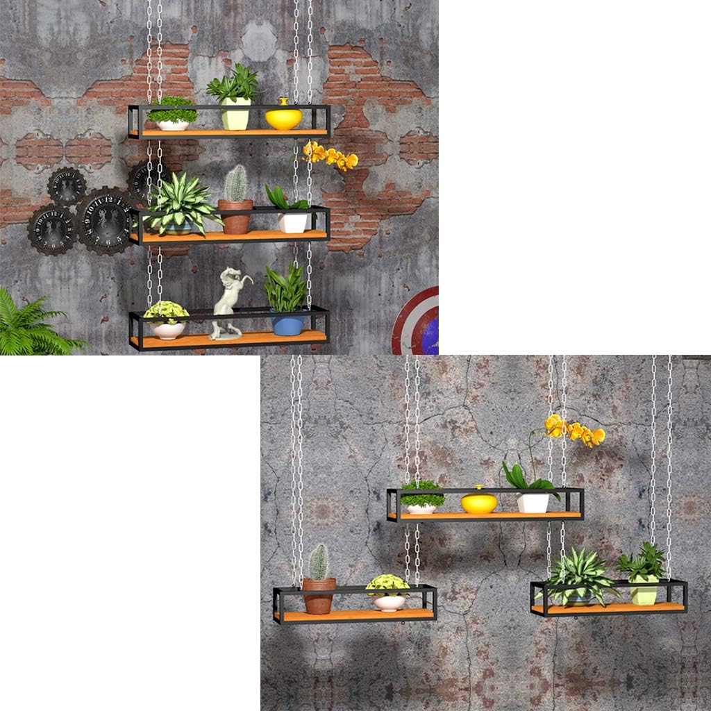 Vintage Solid Wood Ceiling Mounted Hanging Flower Racks|Adjustable Height Storage Shelf Kitchen/Bar/Restaurant Ceiling-Type Plant Shelving Holder