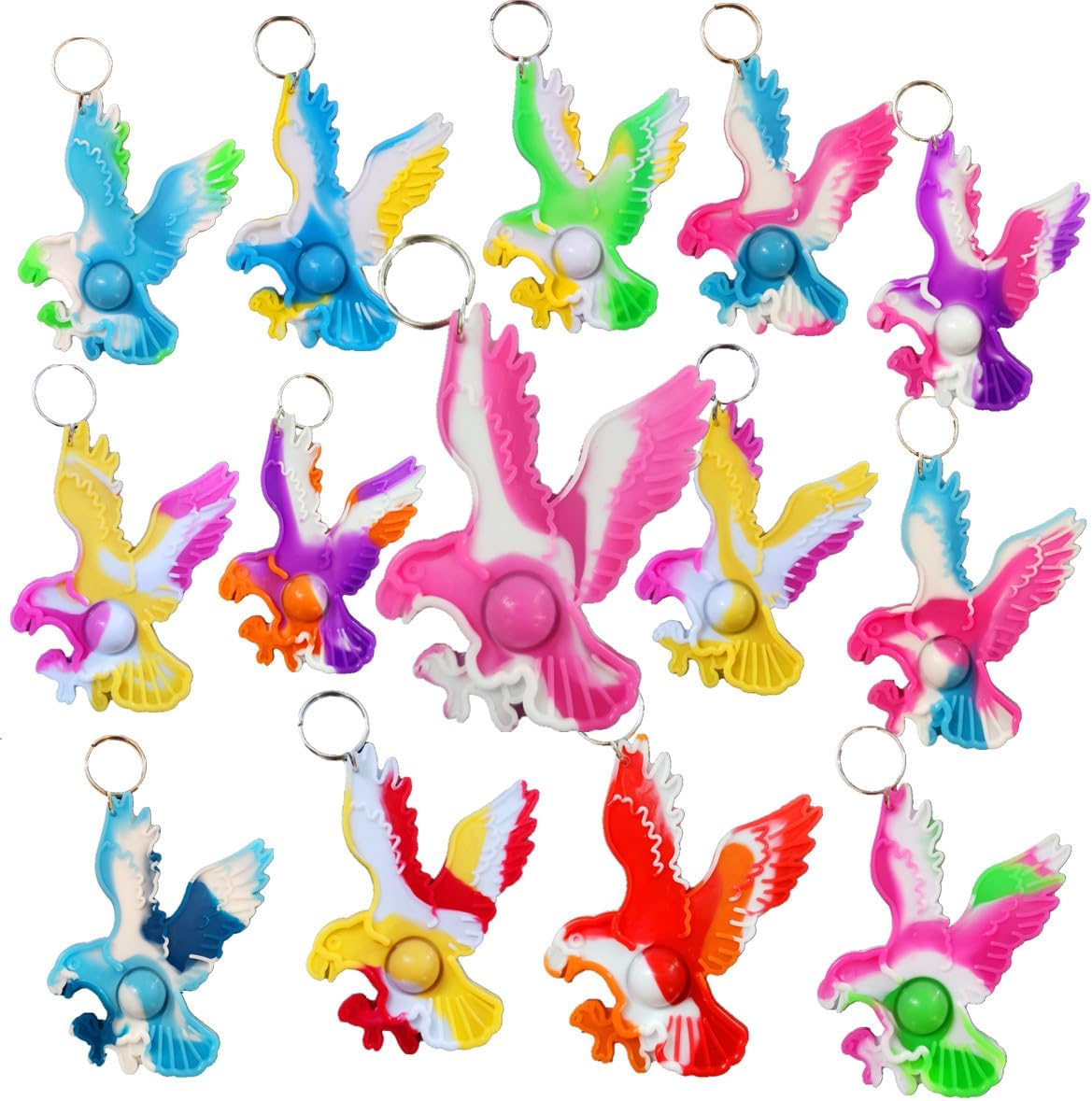 100 Packs Bulk Eagles Mini pop Key Chain， Fidget for Boy Girls Gifts, Birthday Party Favors Supplies Classroom summer Student Prizes