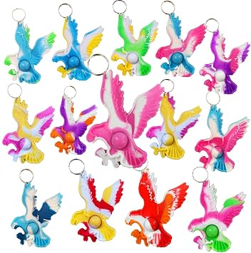 24 Packs Bulk Eagles Mini pop Fidget Keychain , Birthday for Boys and Girls Kids toys Party Favors Supplies and Classroom Student Prize