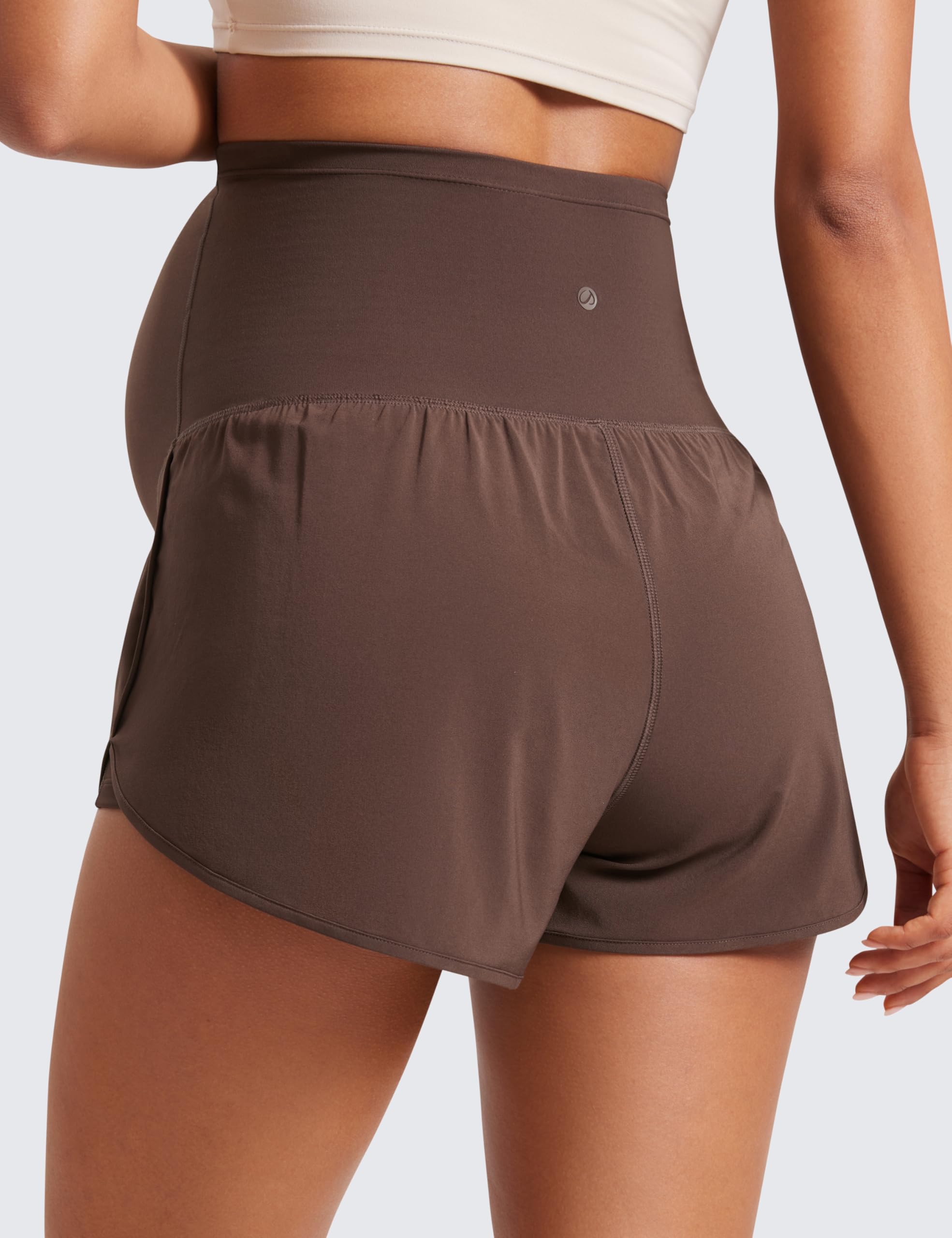 CRZ YOGA Donne 2 in 1 maternità Allenamento Pantaloncini Oltre Pancia Dividere Tasche 7.6 cm