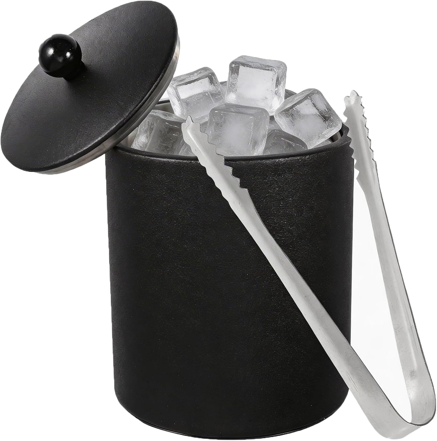 DOITOOL Stainless Steel Ice Bucket 3 Qt Double Wall Insulated Ice Bucket Beer Bottle Drink Cooler Party Beverage Chiller Bin Baskets for Cocktail Bar Black