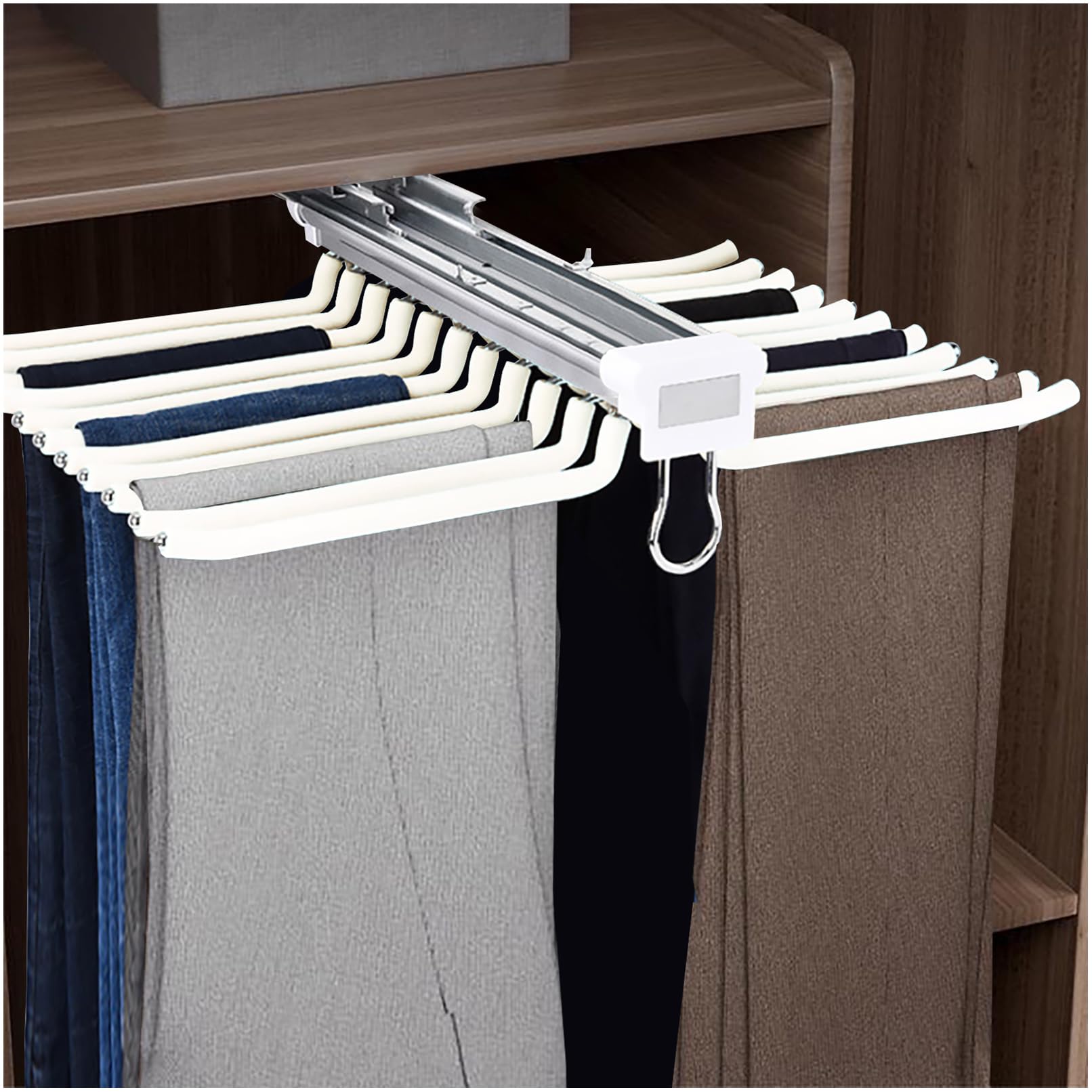 Placard encombré ? Solution cintre pantalon coulissant acier 22 bras