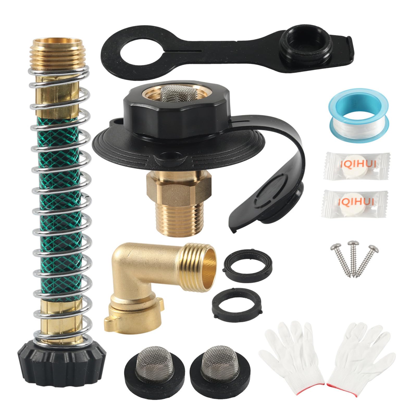 Kixzsaz Black Premium Rv City Water Inlet Connection Built In Brass Check Valves And Unmatched Hose Elbow Improve Rv Experience Convenient Hose Elbow With Flange,