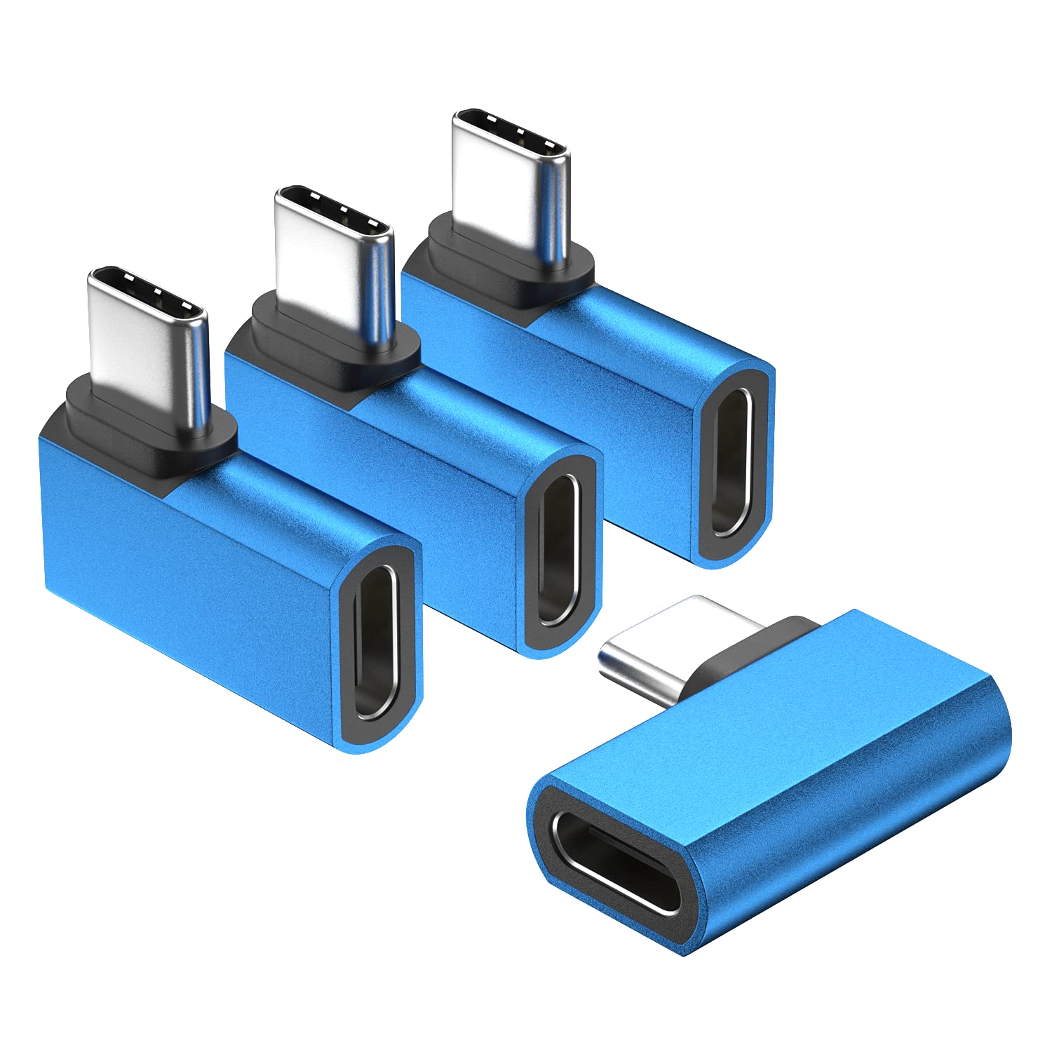 UseBeanUSB-C 90 Degree Adapter 4Pack, USB C Right Angle Adapter, 100W 20Gbps 4K Video, USBC Male to Female USBC L Shape Adapter, for iPhone 16, MacBook, ROG Ally, Steam Deck, Switch, Galaxy S25
