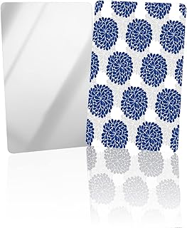 OComster Blue Flower Compact Mirror Bulk 2 Pack Card Mirror, Simple Drawn Hydrangea Floral Gray Small Compact Mirror for Purse, Rectangular Handheld Pocket Makeup Mirror