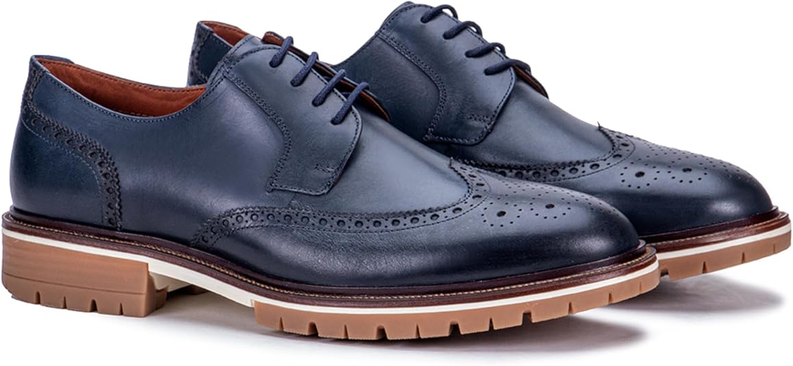 Polished Men's The Fifth Avenue Navy Shoe Leather Wingtip
