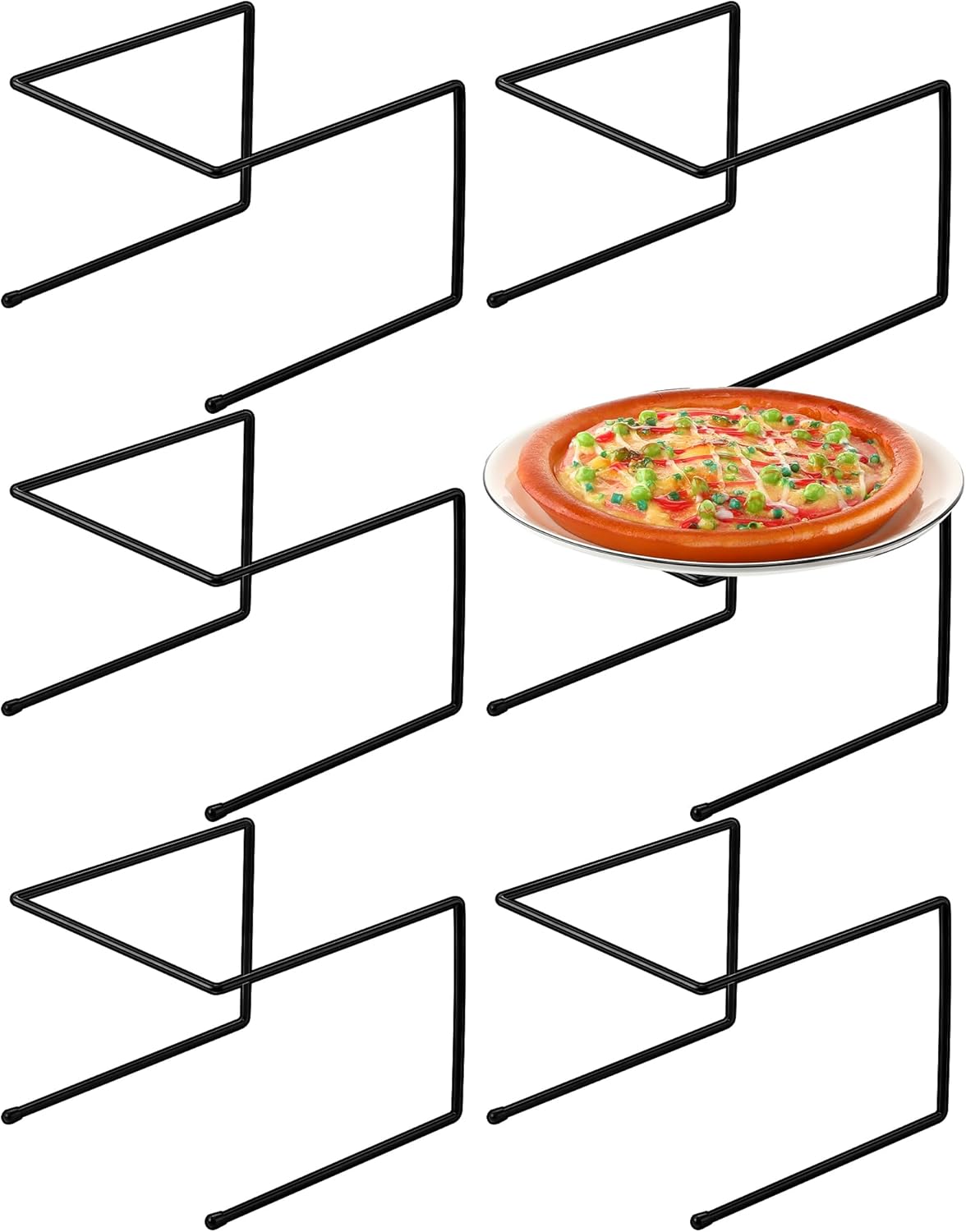 Mimorou 6 Pcs Black Metal Pizza Stand Pizza Pan Riser