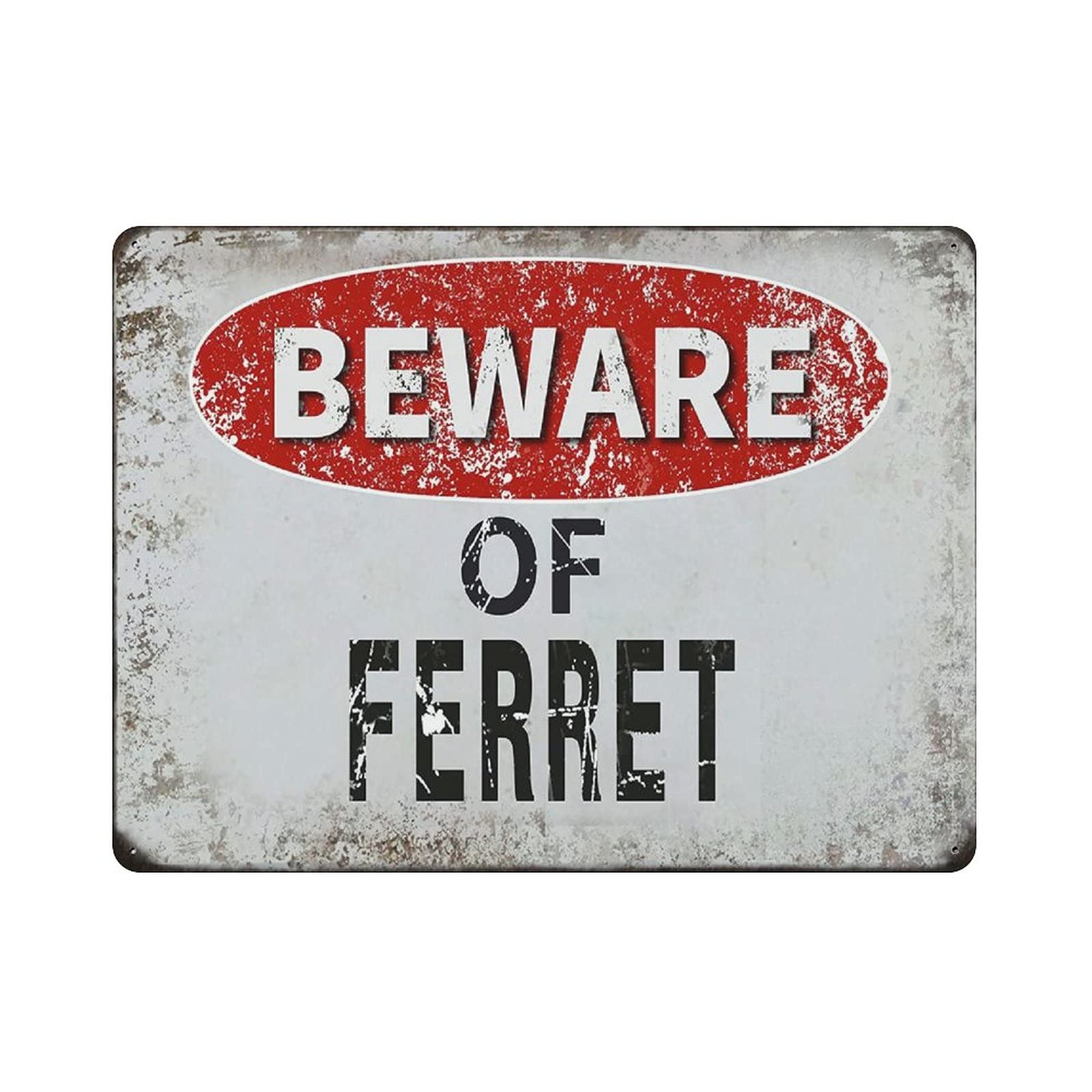 Metal Tin Sign Beware of Ferret Vintage Tin Poster Metal Sign Wall Decoration Country Kitchen Home Garage Decor 12"x16"