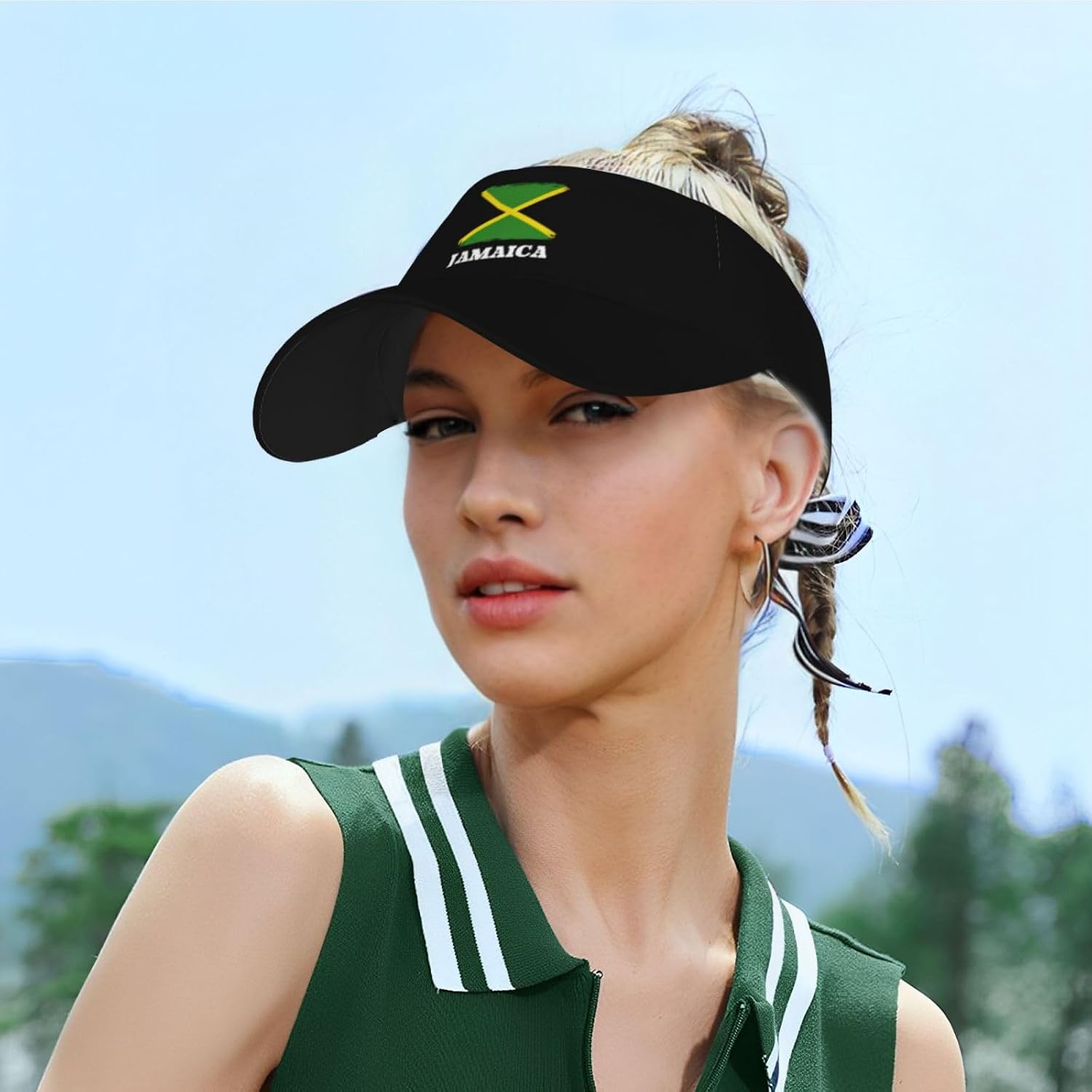 Novelty Jamaican Jamaica Flag Sport Sun Visor Hat Men Women Ball Caps Empty Top Baseball Cap Sun Hats for Golf Walking Black