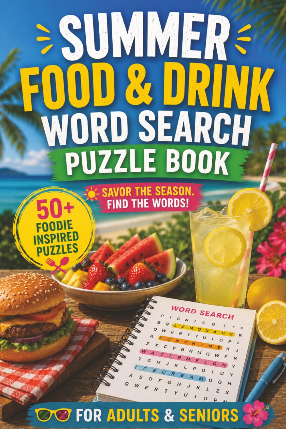 SUMMER FOOD & DRINK WORD SEARCH PUZZLE BOOK: 50+ Easy-to-Read Puzzles in a Word Find Book for Foodies, Fruits, Veggies, Cocktails & Treats for Adults ... Search Series | Gift for Relaxing & Downtime.