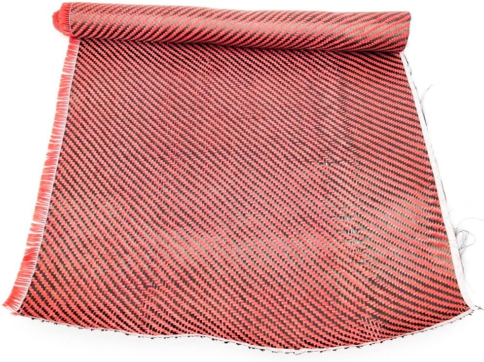 12" X 60" Carbon Fiber Fabric Cloth 3k 2x2 Twill Weave Fabric 220gsm Black & Red