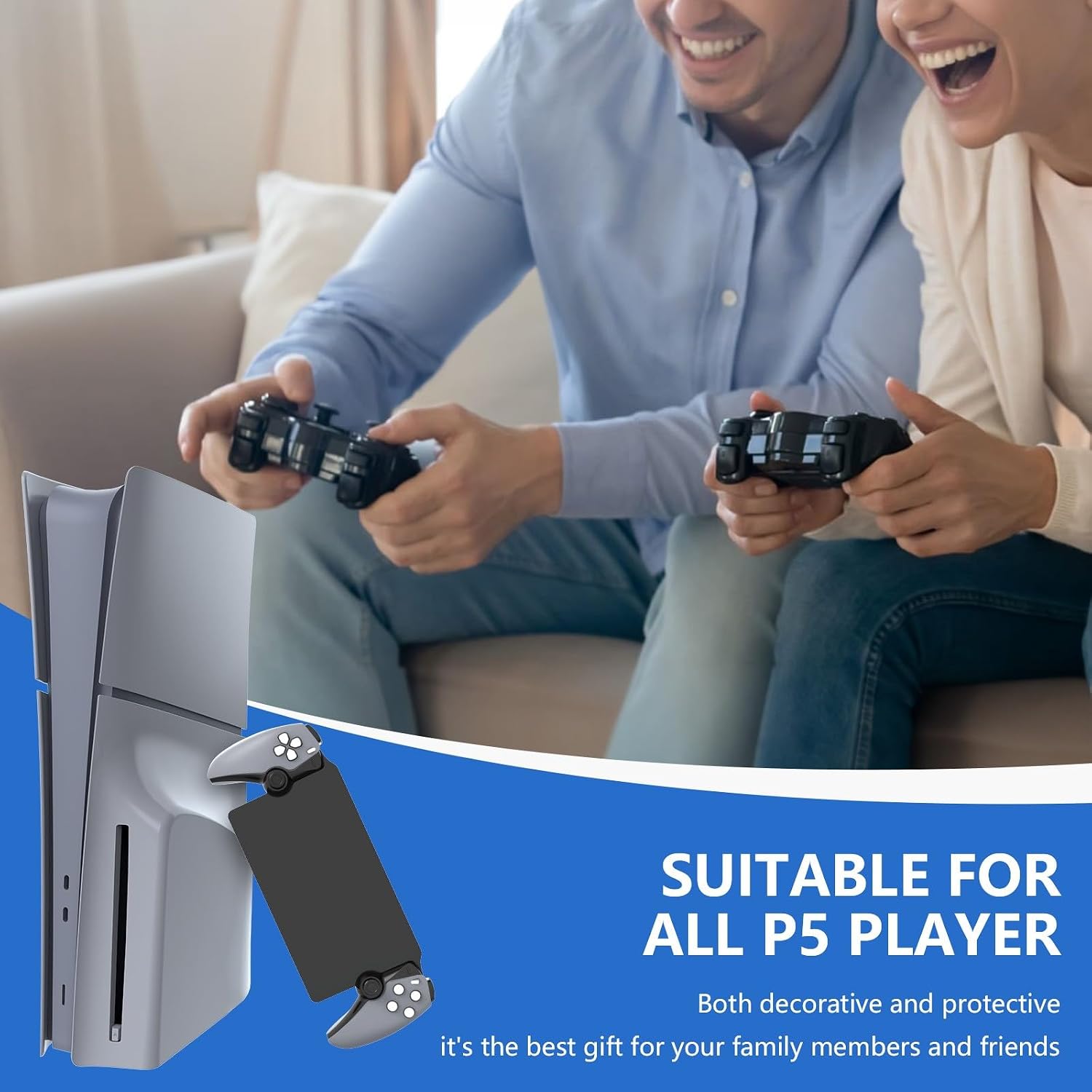 Hzxkqmil Replacement Housing Shell for PlayStation Portal Remote Player | Front Grips Cover & Back Plates Case Faceplates Panels Accessories with Repair Tools for PS Portal Handheld (Grey)