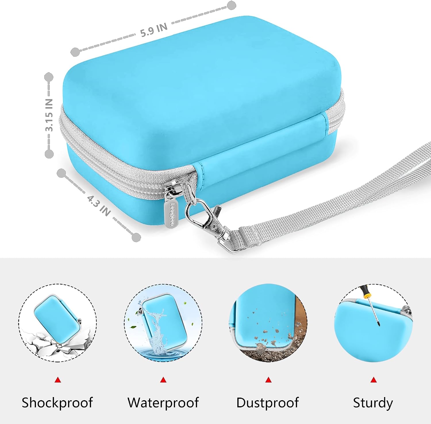 Leayjeen Hard EVA Camera Case Compatible with Kodak Printomatic/Step/Smile Instant Camera, Portable Shockproof Storage Bag(Case Only)(Blue)