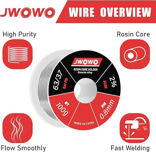 Miniatura 10 de Alambre de soldadura de base de colofonia para soldadura eléctrica (0.031 in3.53 oz), por JWOWO