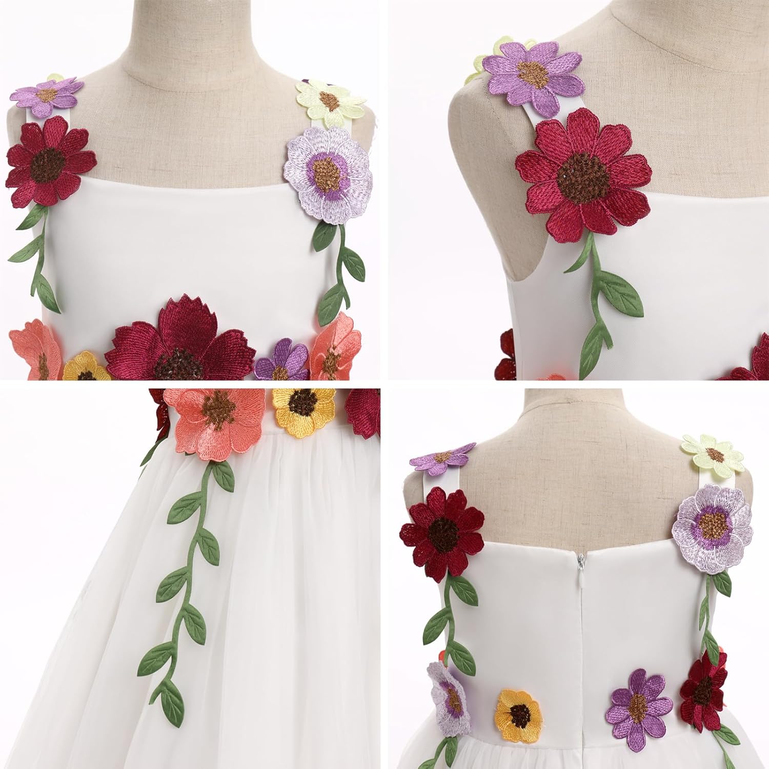 IDOPIP Toddler Baby Embroidery Flower Girl Dress for Kids Wedding Pageant Party Prom Gown Communion Birthday Tulle Dresses - Image 2