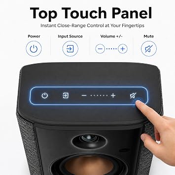 HiVi-Swans OS-10 HiFi Stereo Speakers, Bluetooth 5.0 Active Computer Bookshelf Speakers - 4'' Dynamic Woofer, Powered Desk Speakers 62w RMS with Touch Control for PC/Phone/TV - Black