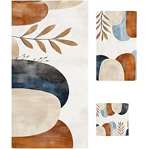 Bath Towel Sets, Terracotta Aesthetic Abstract Leaves Bathroom Towels Soft Hand Towel Washcloth Cotton Towel Set,Absorbent Soft Bath Set for Hotel Beach Pool Bohemian Nordic Style Towels