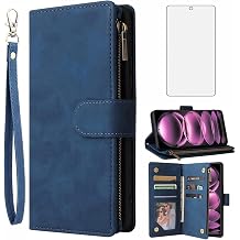 Asuwish Compatible with Xiaomi Poco X5 Pro/Redmi Note 12 Pro 5G Wallet Case and Tempered Glass Screen Protector Leather Flip Cover Card Holder Stand Cell Phone Cases for X5Pro 12Pro Speed Women Blue