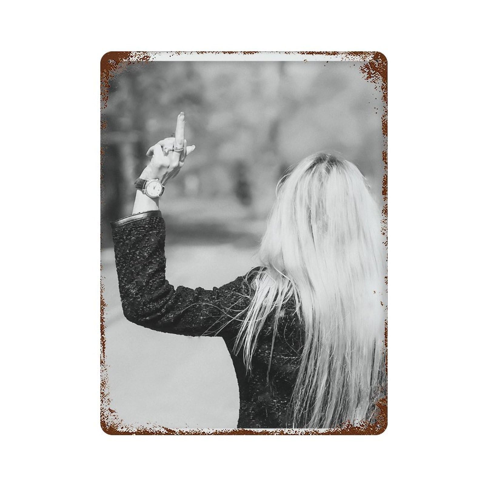 xiaoxiaoshen Middle Finger Poster, Wall Decor Art Metal Tin Poster Modern Home Decor Art Home Bar Shop Decorations Vintage Sign 40x30cm
