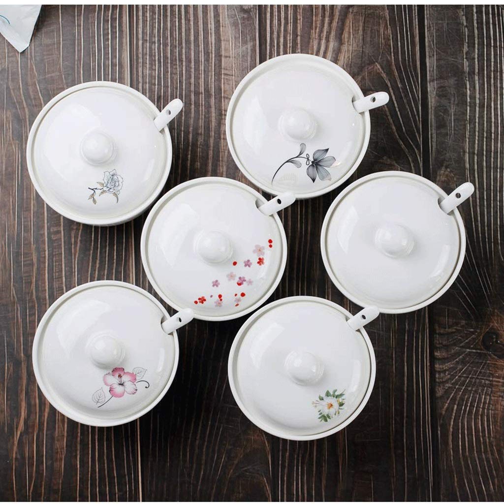 NZPOST Barattolo per spezie in Ceramica Dipinto a Mano Vintage con Coperchio, Cucchiaio, Scatola per condimenti, contenitori per spezie per Cucina e Ristorante