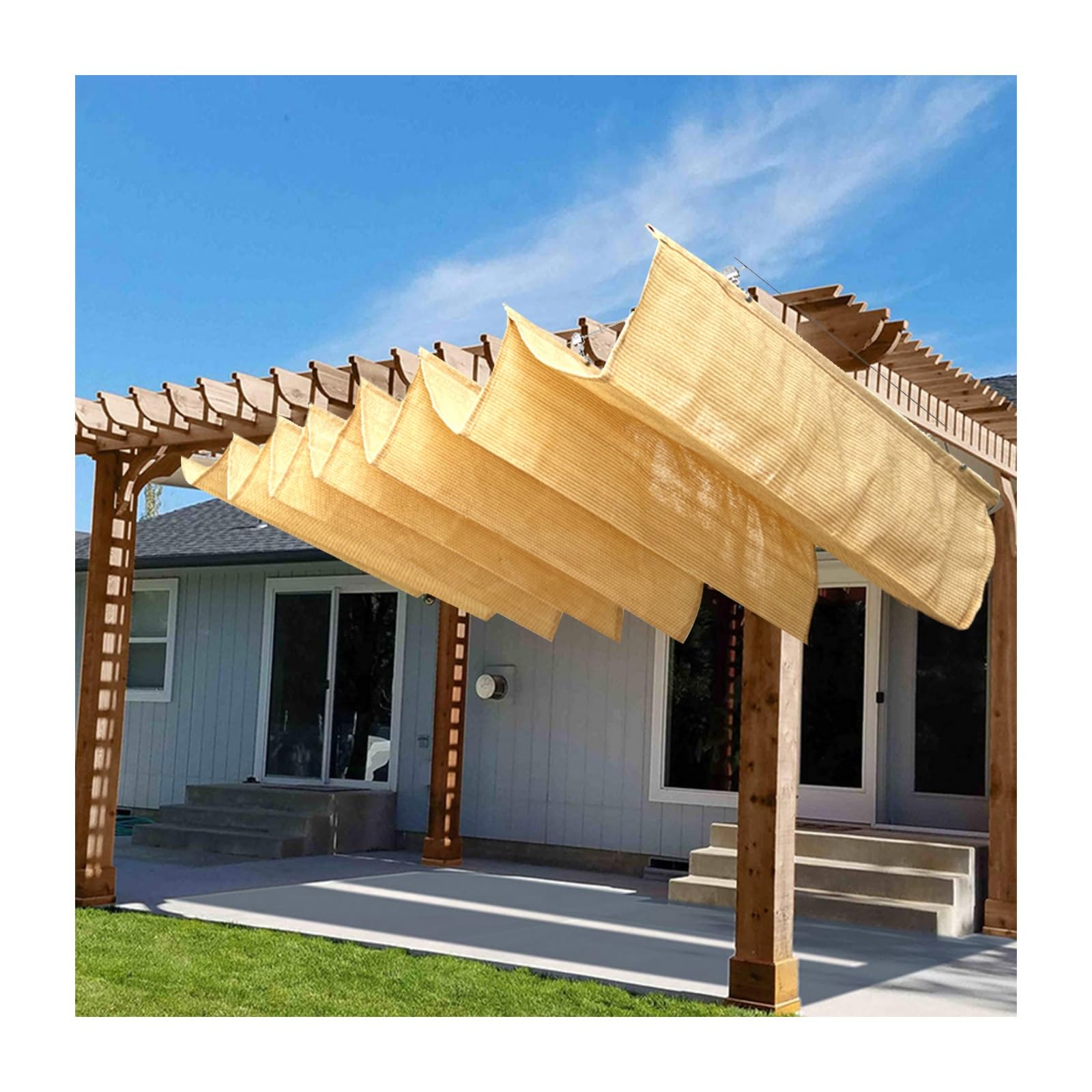 Voile d'ombrage rétractable pour pergola en toile amovible de rechange 1,6 x 8 m
