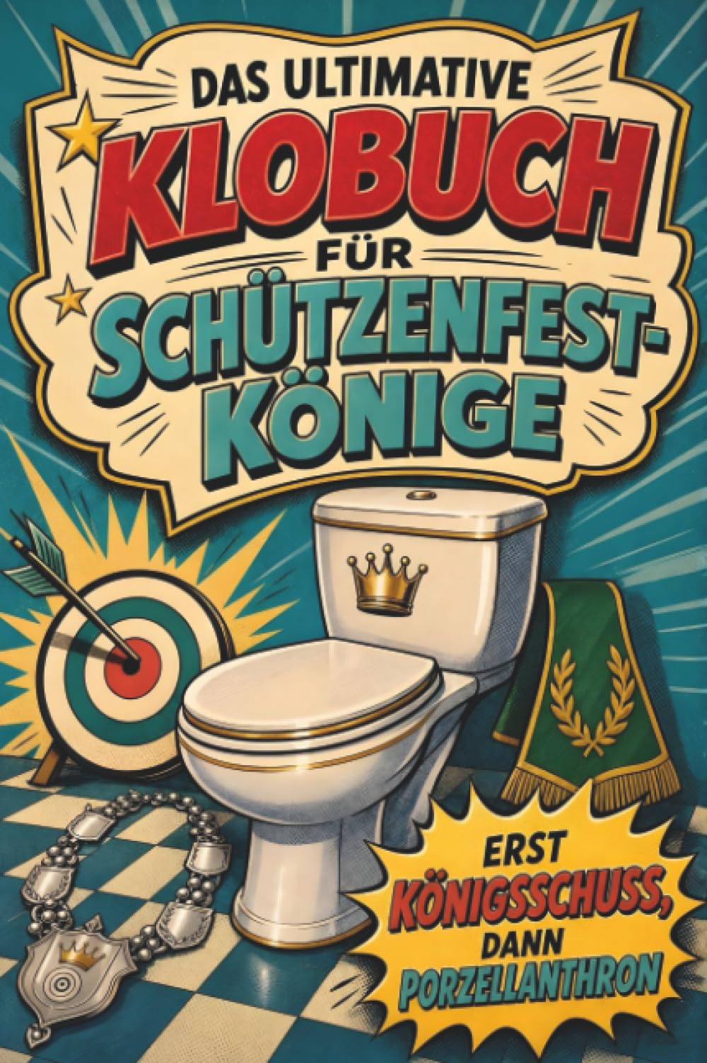 Das ultimative Klobuch für Schützenfest-Könige: Erst Königsschuss, dann Porzellanthron. Lustiges Geschenk für Schützenfest-Könige, Königsschießen und Festzelt