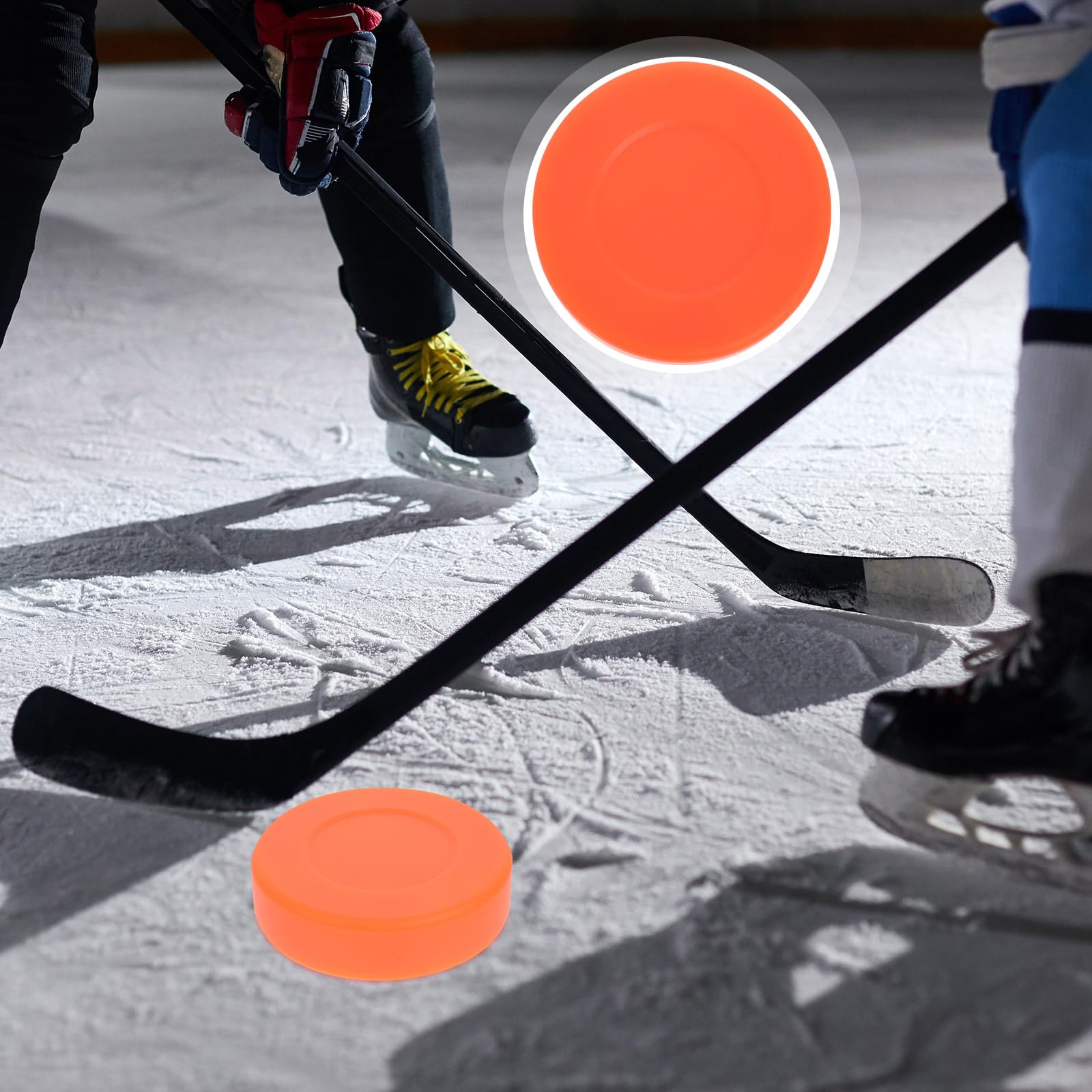 VANZACK Hockey Pucks - Set di 3 palline da hockey regolabili in PVC, per allenamento e competizione, per interni ed esterni, 2 pollici (arancione)